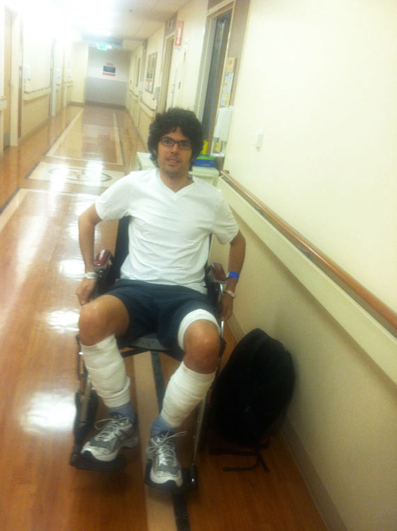 Photo of me in a wheelchair before leaving the hospital.