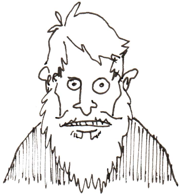 Drawing of intense looking man with beard